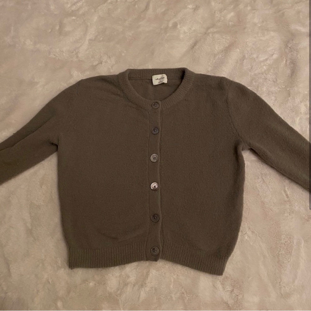 Aritzia Wilfred Fuzzy Grey Cardigan